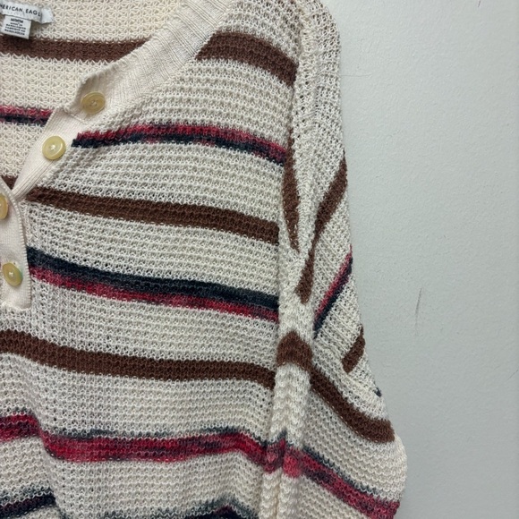 American Eagle Stripe Henley Sweater - Picture 9 of 13